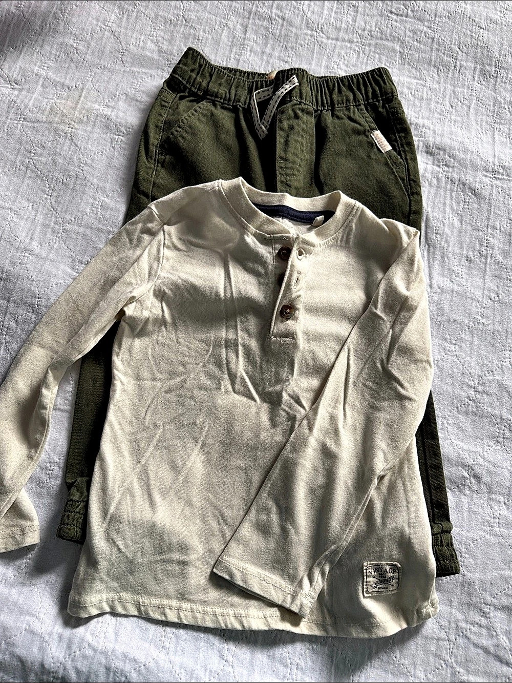 Weatherproof Vintage Baby 24M Green & White Matching Set Like New
